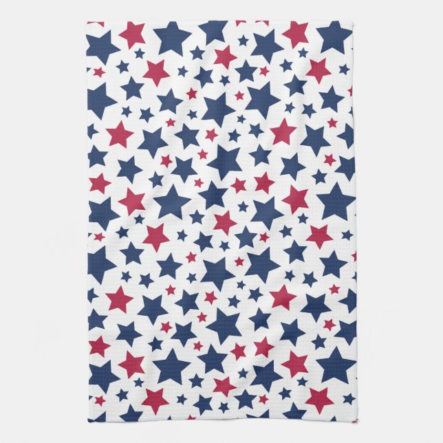 Red and Blue Stars - American flag pattern Tea Towel (Vertical)