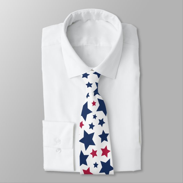 Red and Blue Stars - American flag pattern Tie (Tied)