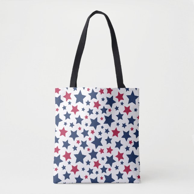Red and Blue Stars - American flag pattern Tote Bag (Front)
