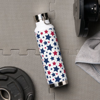 Red and Blue Stars - American flag pattern Water Bottle