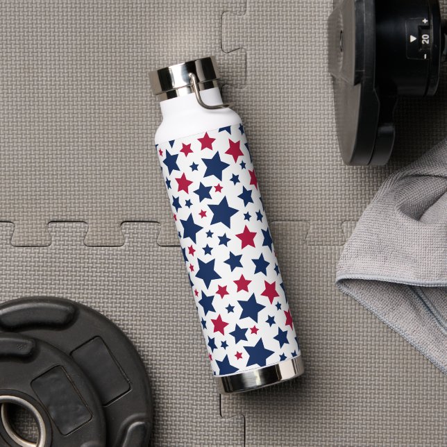 Red and Blue Stars - American flag pattern Water Bottle (Gym)