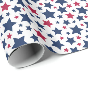 Red and Blue Stars - American flag pattern Wrapping Paper