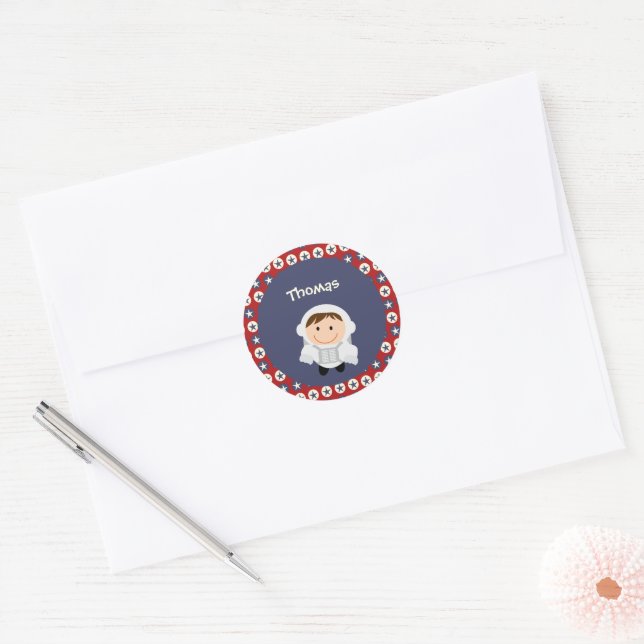 Red and Blue Stars Astronaut Stickers (Envelope)