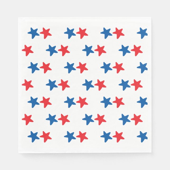 Red and Blue Stars | Patriotic / 4th of July Napkin (Front)
