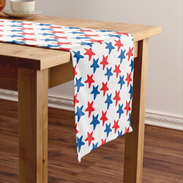 Red and Blue Stars | Patriotic / 4th of July Short Table Runner (In Situ)
