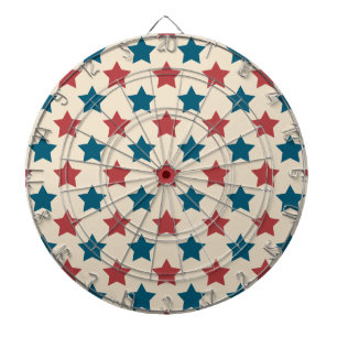Red and Blue Stars Pattern on Cream Dartboard