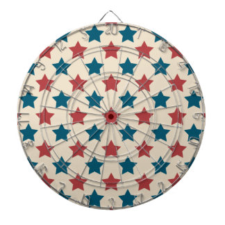 Red and Blue Stars Pattern on Cream Dartboard