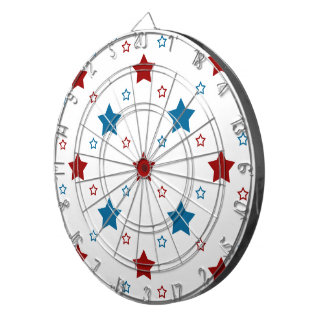 Red and Blue Stars Pattern on White Dartboard
