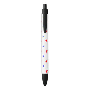 Red and Blue Stars - Starry Sky Pattern Black Ink Pen