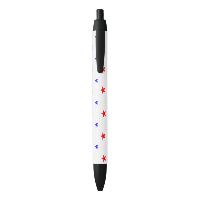 Red and Blue Stars - Starry Sky Pattern Black Ink Pen (Back (Vertical))