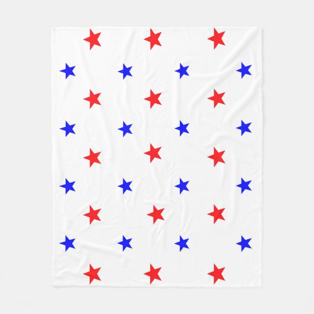 Red and Blue Stars - Starry Sky Pattern Fleece Blanket (Front)