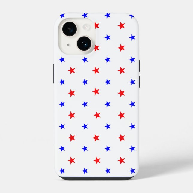 Red and Blue Stars - Starry Sky Pattern iPhone Case (Back)