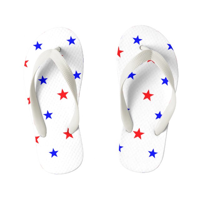 Red and Blue Stars - Starry Sky Pattern Kid's Flip Flops (Footbed)
