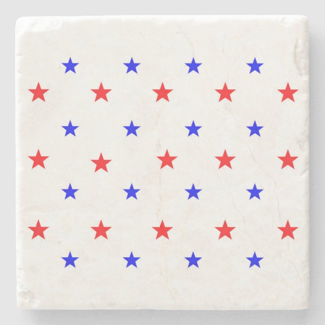 Red and Blue Stars - Starry Sky Pattern Stone Coaster (Front)