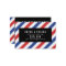 Red and blue stripe barber referral card