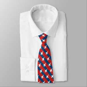 Red and Blue Stripe F-16 Pattern Patriotic Tie