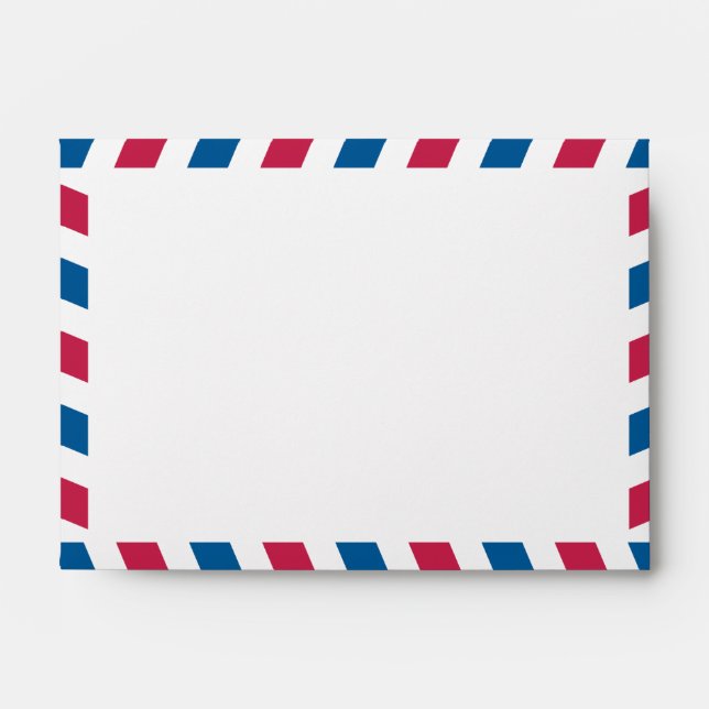 Red and Blue Striped Airmail A6 Envelope (Front)