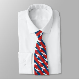 Red and Blue Striped P-51 Pattern Tie