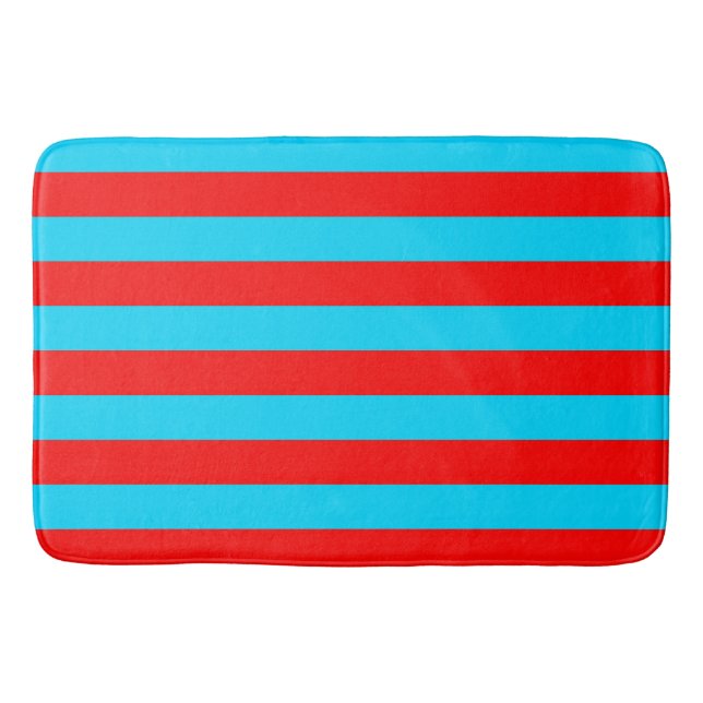 Red and Blue Stripes Design Bath Mat (Front)
