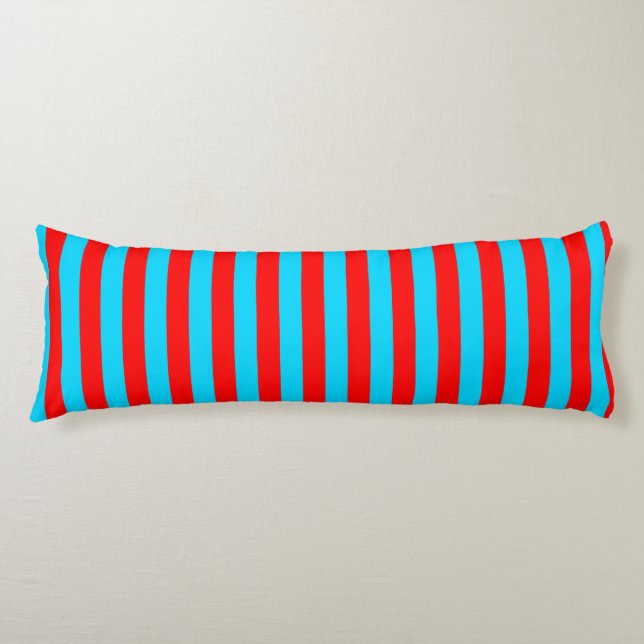 Red and Blue Stripes Design Body Cushion (Front)