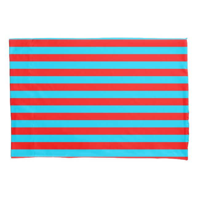Red and Blue Stripes Design Pillowcase (Front)