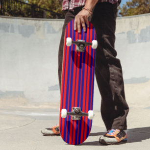 Red and Blue Stripes Design Skateboard
