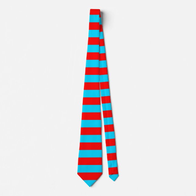 Red and Blue Stripes Design Tie (Front)