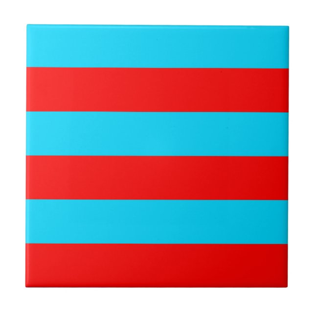 Red and Blue Stripes Design Tile (Front)