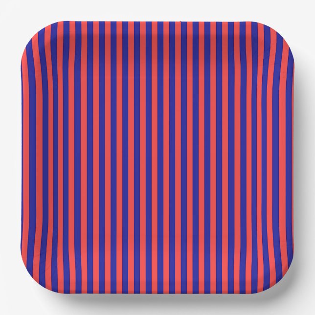 Red And Blue Stripes   Paper Plate (Front)
