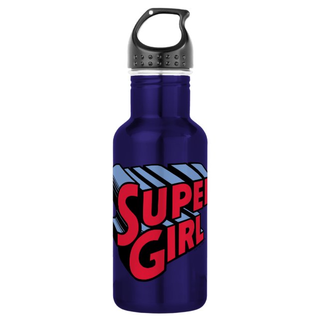 Red and Blue Supergirl Stacked Name Logo 532 Ml Water Bottle (Front)