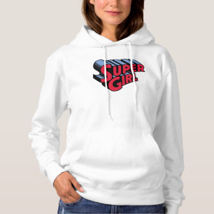 Red and Blue Supergirl Stacked Name Logo Hoodie