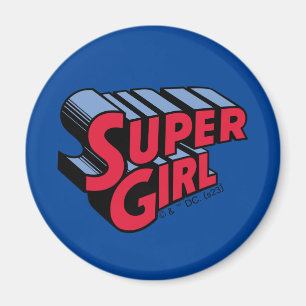 Red and Blue Supergirl Stacked Name Logo Magnet