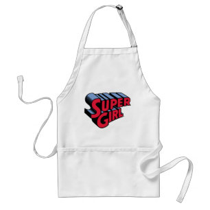 Red and Blue Supergirl Stacked Name Logo Standard Apron