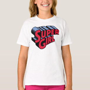 Red and Blue Supergirl Stacked Name Logo T-Shirt