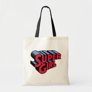 Red and Blue Supergirl Stacked Name Logo Tote Bag