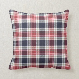 Red And Blue Tartan Plaid Rustic Pattern Cushion