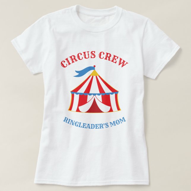 Red and Blue Tent Circus Carnival Birthday T-Shirt (Design Front)