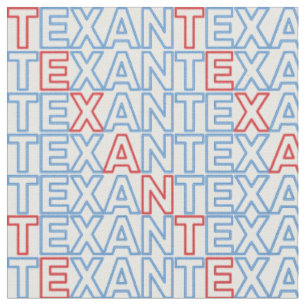 Red and Blue TEXAN Neon on White Fabric