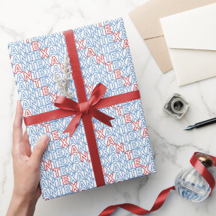 Red and Blue TEXAN Neon Wrapping Paper