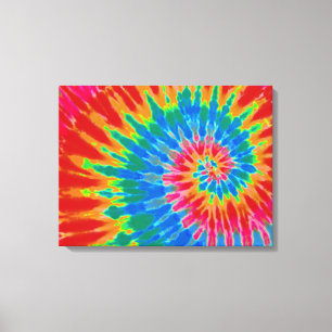 Red and Blue Tie Dye 24"x18" Art Canvas Print