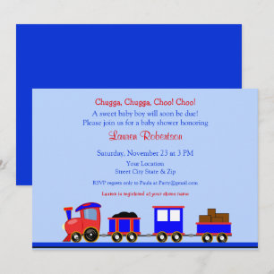 Red and Blue Train Baby Shower Invitation