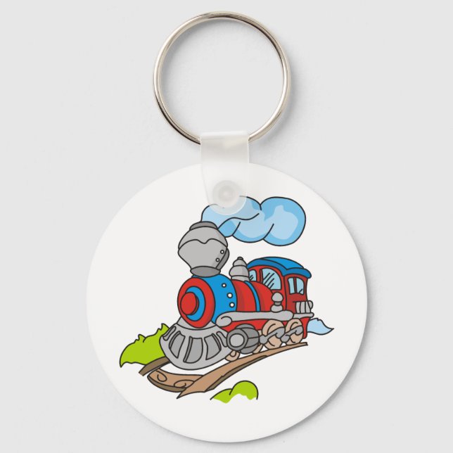 Red and Blue Train Key Ring (Front)