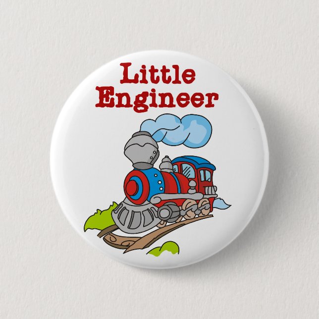 Red and Blue Train Little Engineer 6 Cm Round Badge (Front)