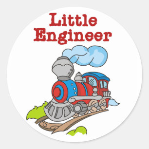 Red and Blue Train Little Engineer Classic Round Sticker