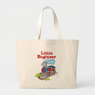 Red and Blue Train Little Engineer Large Tote Bag