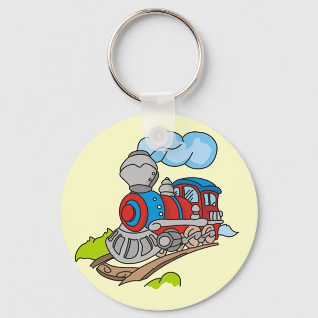 Red and Blue Train Tshirts and Gifts Key Ring (Front)