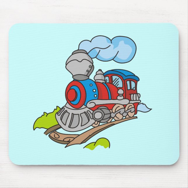 Red and Blue Train Tshirts and Gifts Mouse Mat (Front)