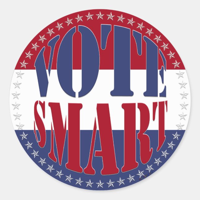 Red and Blue VOTE SMART Classic Round Sticker (Front)