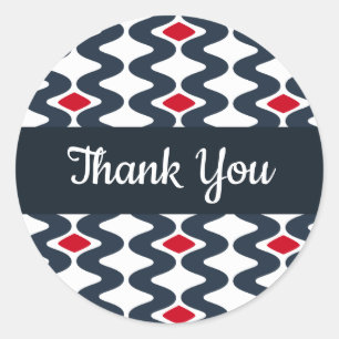 Red and Blue Wavy Thank You Sticker