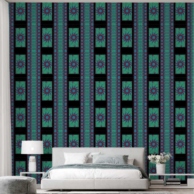 Red and Blue Wildflower Wallpaper (Bedroom)